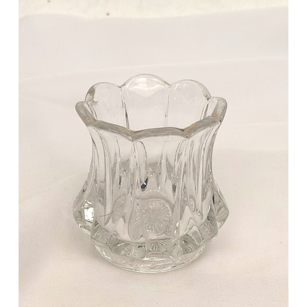 Heisey Glass No 343 Sunburst Toothpick Holder Clear Gold Trim EAPG Vintage